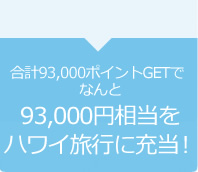 合計93,000ポイントGETでなんと93,000円相当をハワイ旅行に充当!