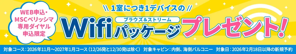 WEB申込・MSCベリッシマ専用ダイヤル申込限定 WiFiパッケージプレゼント