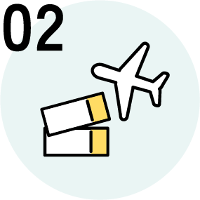 現地までの交通手段 (貸切バス、新幹線、飛行機など)の予約のイメージ