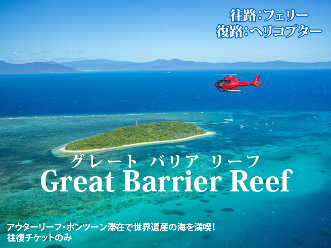 【フェリー＆ヘリコプター】世界遺産アウターリーフを贅沢に満喫！