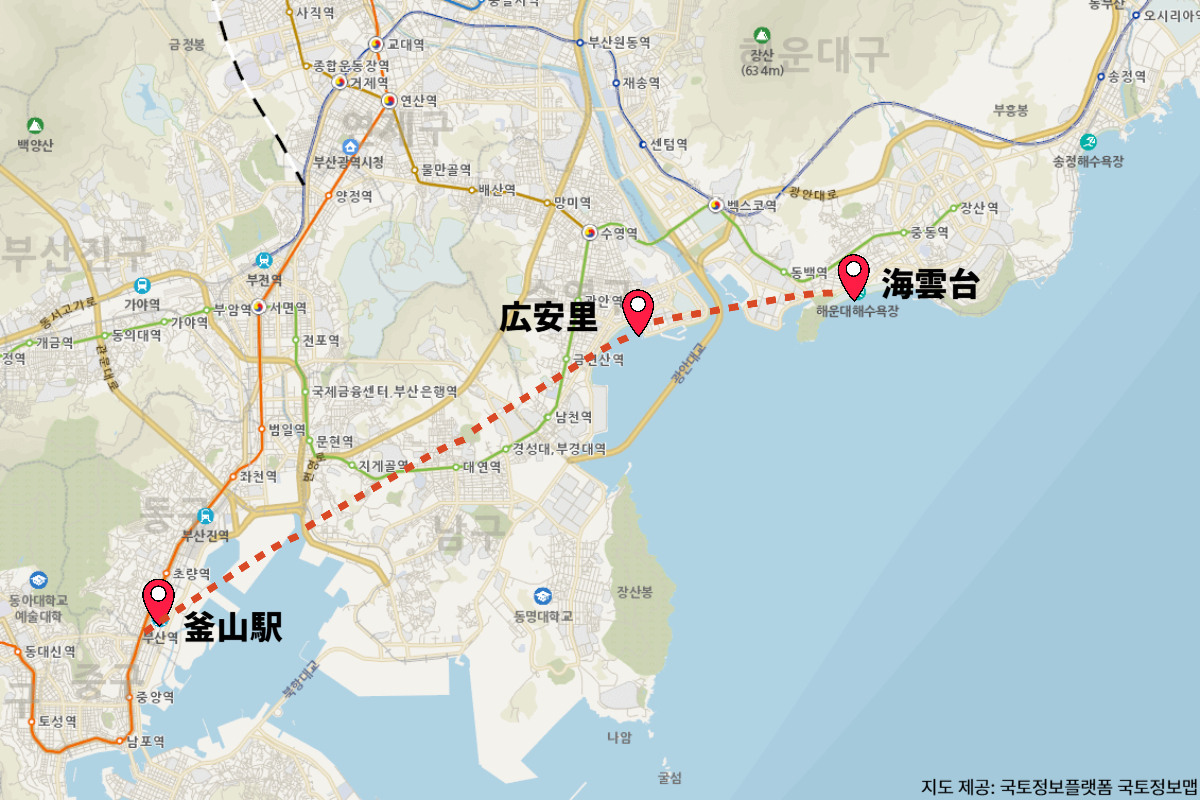 集合・解散する地区選択可（釜山駅・海雲台）