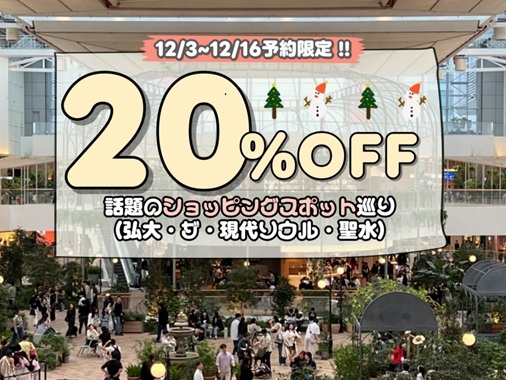 【12/16までの予約完了限定！】話題のショッピングスポット巡り（弘大・ザ・現代ソウル・聖水）