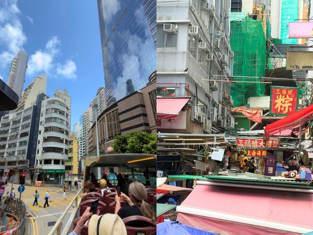 ✨開放感抜群!オープントップバスで香港島の街並みを満喫✨