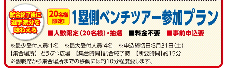 1塁側ベンチツアー参加プラン
