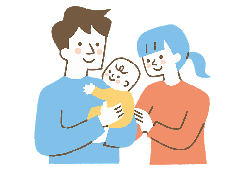 赤ちゃんと家族のイラスト