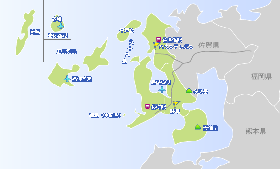 長崎県の地図 最寄り駅 条件からホテル 旅館 宿を探す Jtb