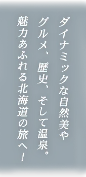 ダイナミックな自然美やグルメ、歴史、そして温泉。魅力あふれる北海道の旅へ！