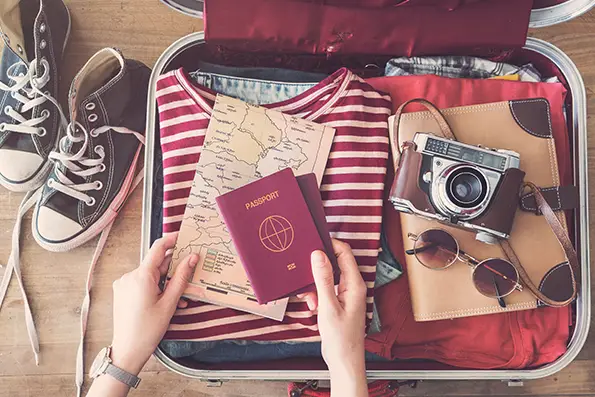 Travel suitcase preparing concept