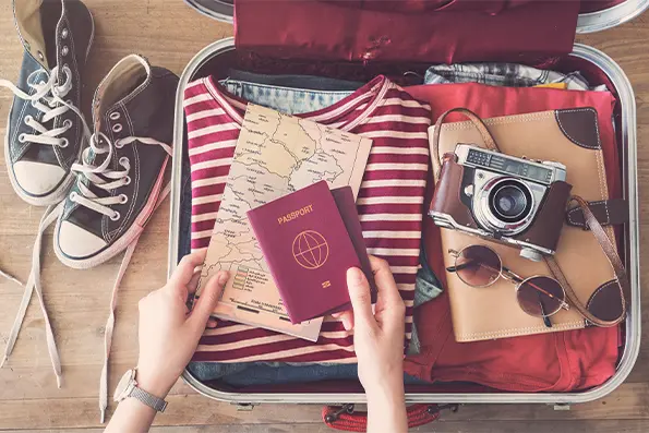 Travel suitcase preparing concept