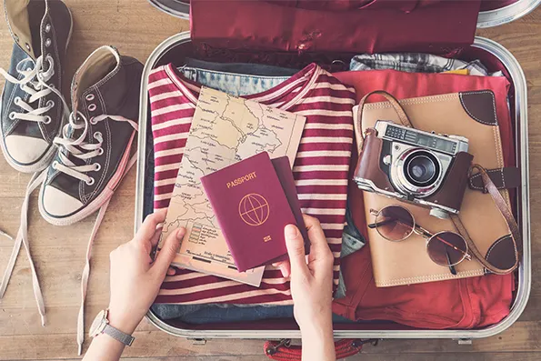 Travel suitcase preparing concept