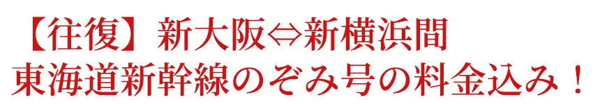 【往復】新大阪⇔新横浜間東海道新幹線のぞみ号の料金込み！