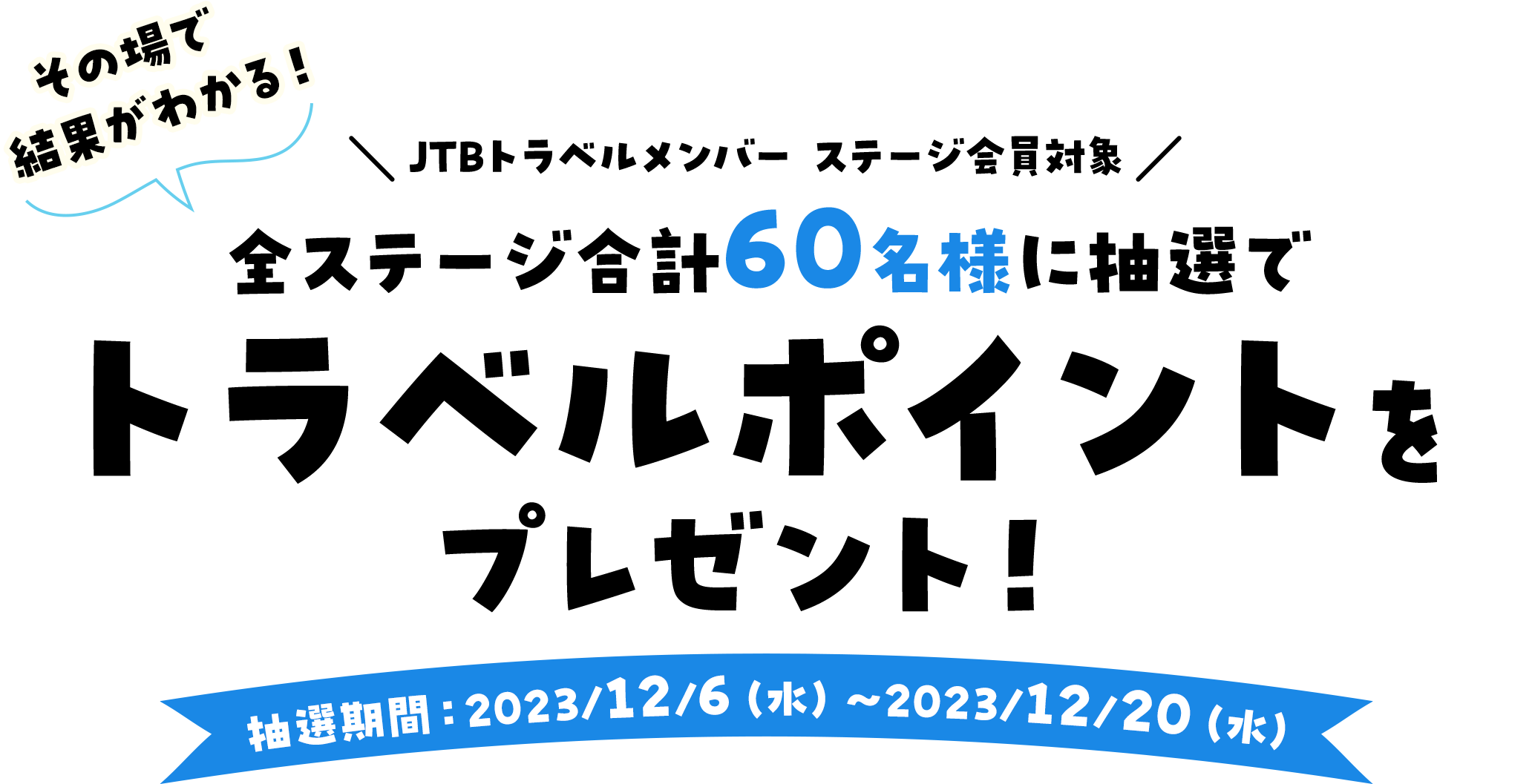 全ステージ合計60名様に抽選でトラベルポイントをプレゼント！