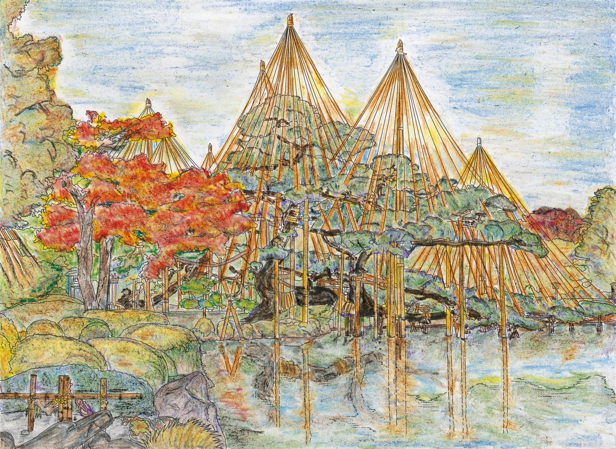 トラベル&ライフWebマガジン ぬりえ 石川 兼六園の雪吊り