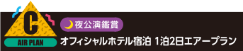 C：夜公演鑑賞 オフィシャルホテル宿泊 1泊2日エアープラン