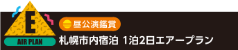 E：昼公演鑑賞 札幌市内宿泊 1泊2日エアープラン