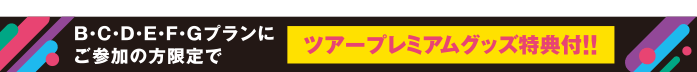 B・C・D・E・F・Gプランにご参加の方限定でツアープレミアムグッズ特典付！！