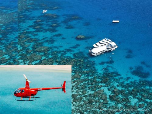 【クルーズ＆ヘリコプター】世界遺産アウターリーフを贅沢に満喫！