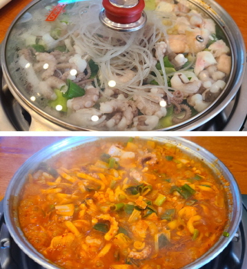 🍴夕食のナッコプセ(テナガダコ・ホルモン・エビの辛炒め)🍴