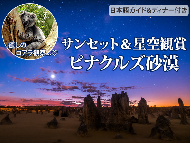 神秘の砂漠で夕日と星空を満喫！ピナクルズ日帰りツアー【3コースディナー・日本語ガイド・送迎付き】