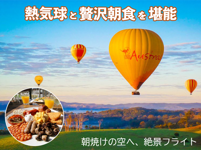 【熱気球 & ワイナリー】空中散歩と優雅な朝食！ゴールドコーストの優雅な朝旅