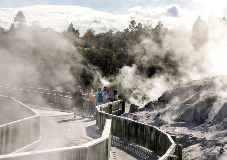 ロトルアの土ボタル、キウイバードと間欠泉巡りツアー（日本語ガイド付き）　