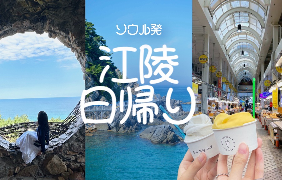 ソウル発～インスタ映えスポット江陵日帰りツアー（草堂スンドゥブ村・ハスラアートワールド・正東深谷バダプチェギル・江陵中央市場）