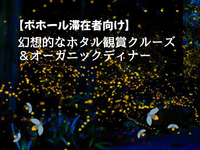 【ボホール滞在者向け】幻想的なホタル観賞クルーズ＆オーガニックディナー＜ホテル送迎付き／混載車／日本語ガイド同行＞