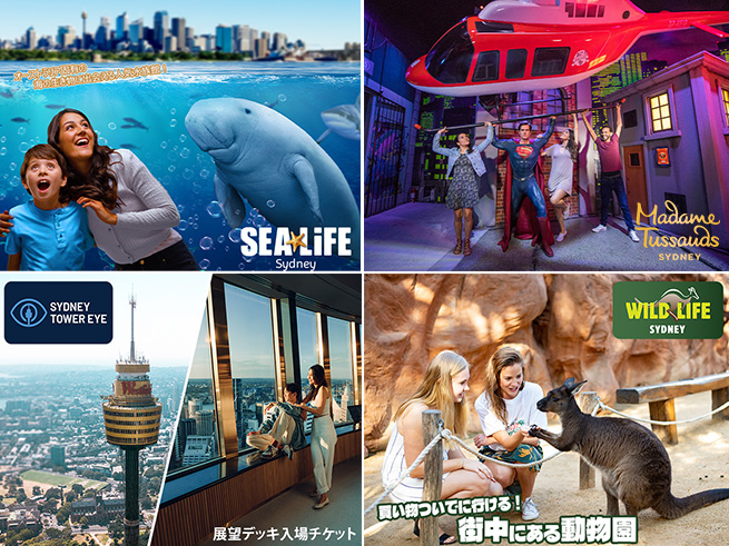 シドニー人気4施設から選べる！お得なアトラクションパス（シドニータワー・水族館・動物園・ろう人形館）