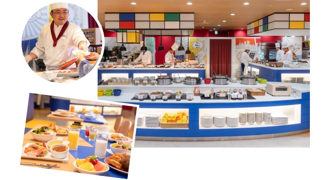 ホテル近鉄ユニバーサル・シティの朝食ブッフェ会場、シェフ、朝食料理